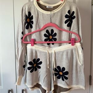 Cozy Floral Sweater and Shorts Set